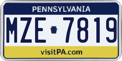 PA license plate MZE7819