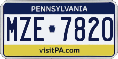 PA license plate MZE7820