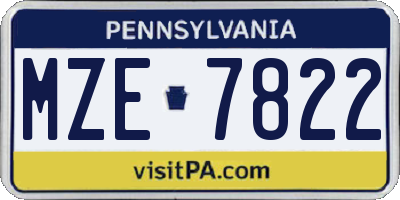 PA license plate MZE7822