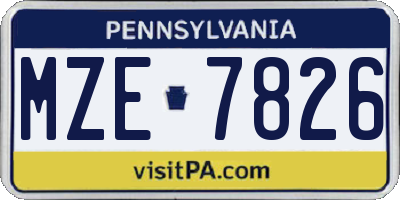 PA license plate MZE7826