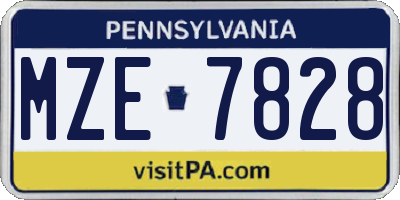 PA license plate MZE7828