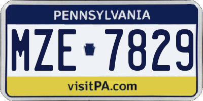 PA license plate MZE7829