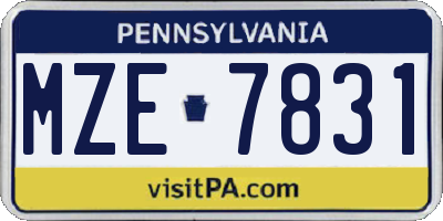 PA license plate MZE7831