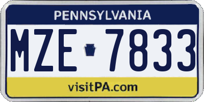 PA license plate MZE7833