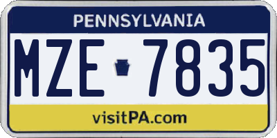 PA license plate MZE7835