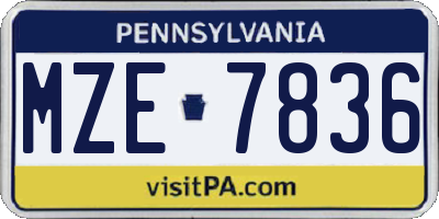 PA license plate MZE7836