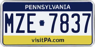 PA license plate MZE7837