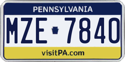 PA license plate MZE7840