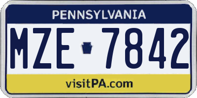 PA license plate MZE7842