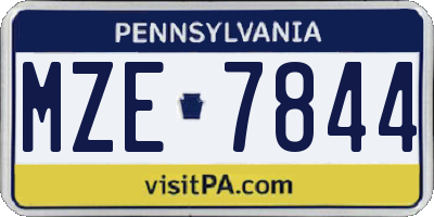 PA license plate MZE7844