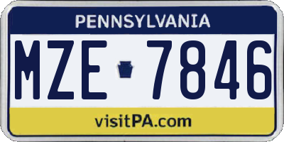 PA license plate MZE7846