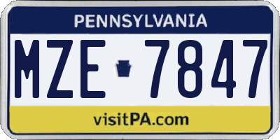PA license plate MZE7847