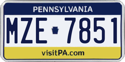PA license plate MZE7851