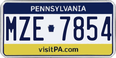 PA license plate MZE7854