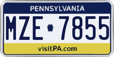 PA license plate MZE7855
