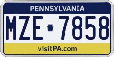 PA license plate MZE7858