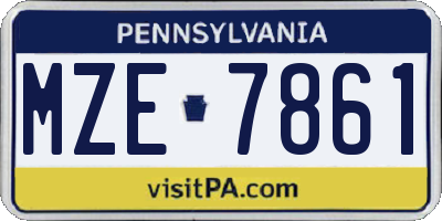PA license plate MZE7861