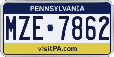 PA license plate MZE7862