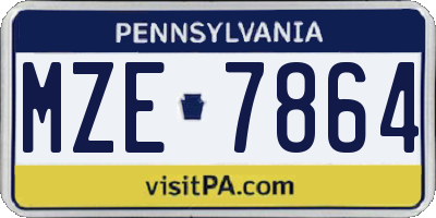PA license plate MZE7864