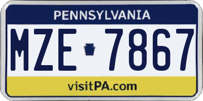 PA license plate MZE7867