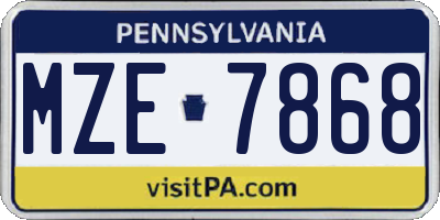 PA license plate MZE7868