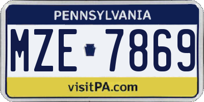 PA license plate MZE7869