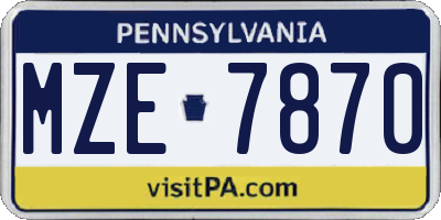 PA license plate MZE7870