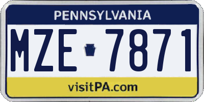 PA license plate MZE7871