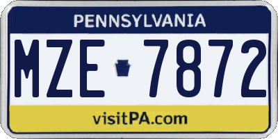 PA license plate MZE7872