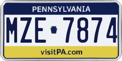 PA license plate MZE7874