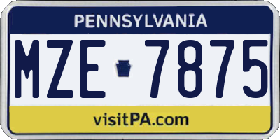 PA license plate MZE7875