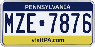 PA license plate MZE7876