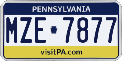 PA license plate MZE7877