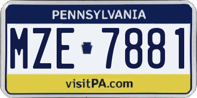 PA license plate MZE7881
