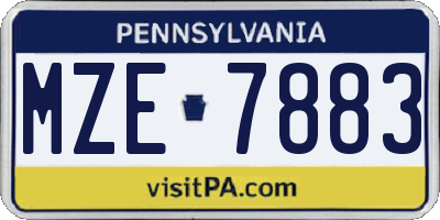 PA license plate MZE7883