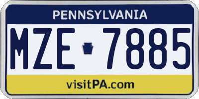 PA license plate MZE7885