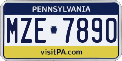 PA license plate MZE7890