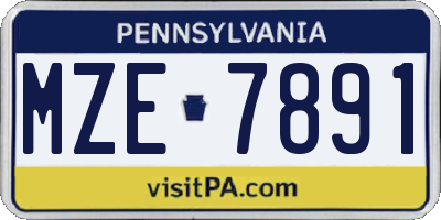 PA license plate MZE7891