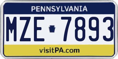 PA license plate MZE7893