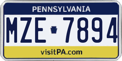 PA license plate MZE7894