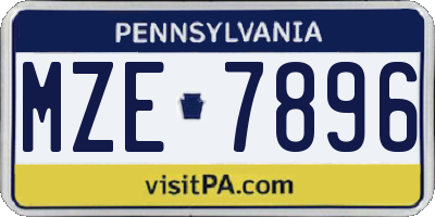PA license plate MZE7896