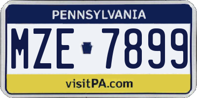 PA license plate MZE7899