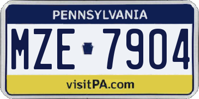 PA license plate MZE7904