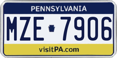 PA license plate MZE7906