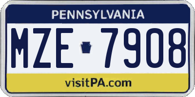 PA license plate MZE7908