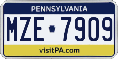 PA license plate MZE7909