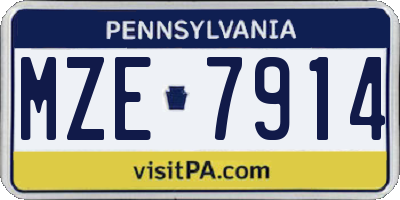 PA license plate MZE7914