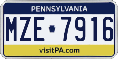 PA license plate MZE7916