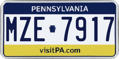 PA license plate MZE7917