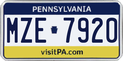 PA license plate MZE7920